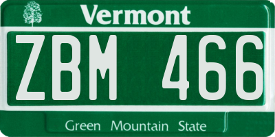 VT license plate ZBM466