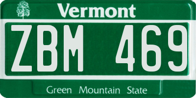 VT license plate ZBM469