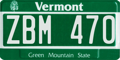 VT license plate ZBM470