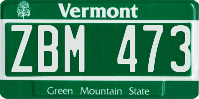 VT license plate ZBM473
