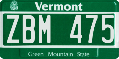 VT license plate ZBM475