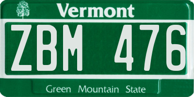 VT license plate ZBM476