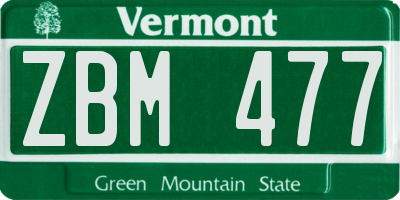 VT license plate ZBM477