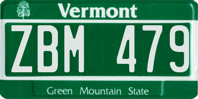 VT license plate ZBM479