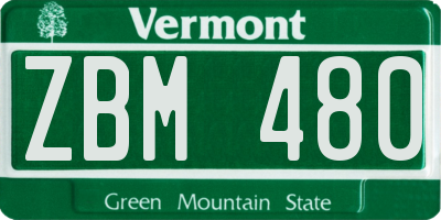 VT license plate ZBM480