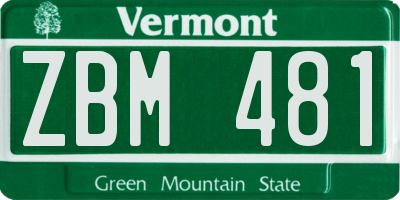 VT license plate ZBM481