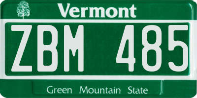 VT license plate ZBM485