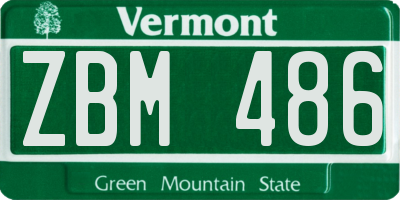 VT license plate ZBM486