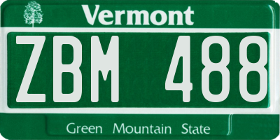 VT license plate ZBM488