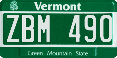 VT license plate ZBM490