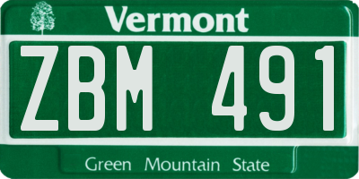 VT license plate ZBM491
