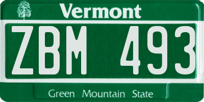 VT license plate ZBM493