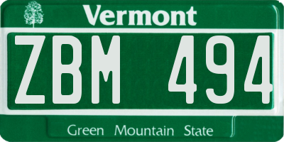 VT license plate ZBM494