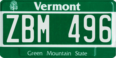 VT license plate ZBM496