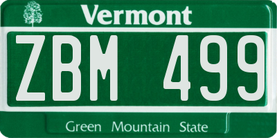 VT license plate ZBM499