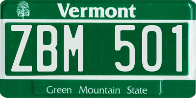 VT license plate ZBM501