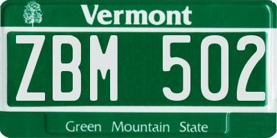 VT license plate ZBM502