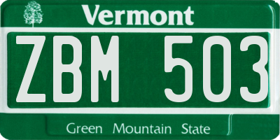 VT license plate ZBM503