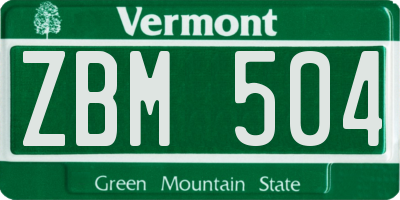 VT license plate ZBM504