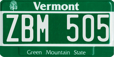 VT license plate ZBM505