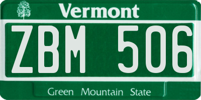 VT license plate ZBM506