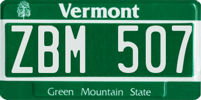 VT license plate ZBM507