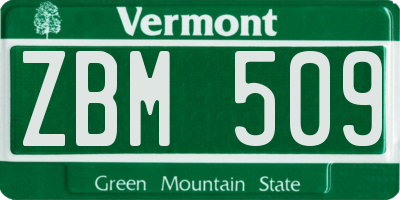 VT license plate ZBM509