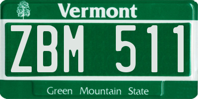 VT license plate ZBM511