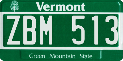 VT license plate ZBM513