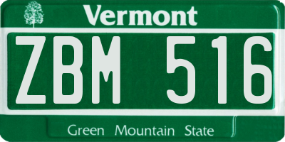 VT license plate ZBM516