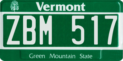 VT license plate ZBM517
