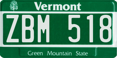 VT license plate ZBM518