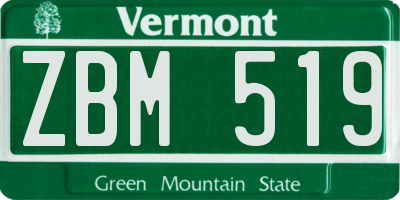 VT license plate ZBM519
