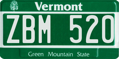 VT license plate ZBM520