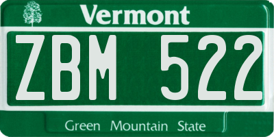 VT license plate ZBM522
