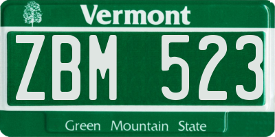 VT license plate ZBM523