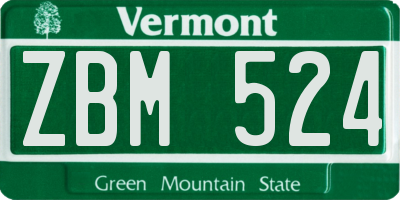 VT license plate ZBM524