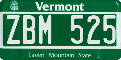 VT license plate ZBM525