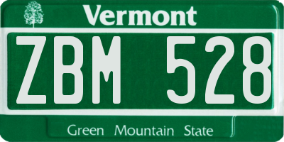 VT license plate ZBM528