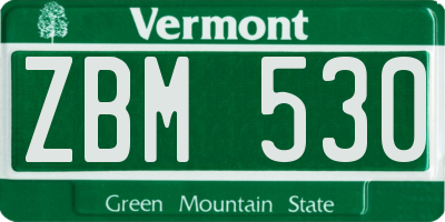 VT license plate ZBM530