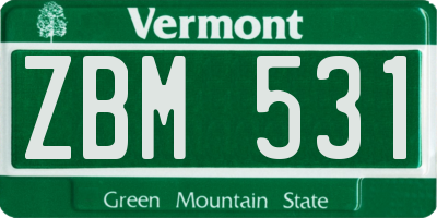VT license plate ZBM531