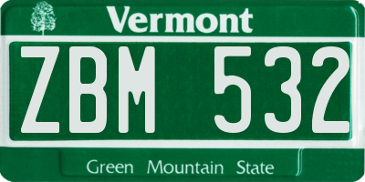 VT license plate ZBM532