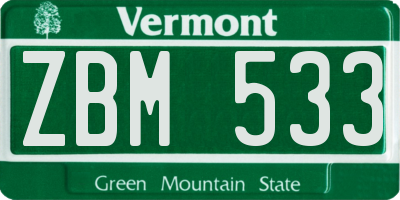 VT license plate ZBM533