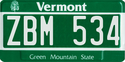 VT license plate ZBM534