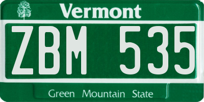 VT license plate ZBM535
