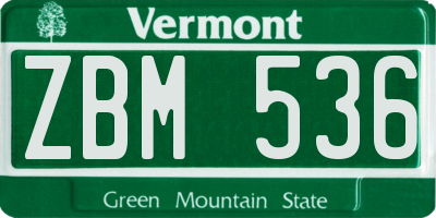 VT license plate ZBM536