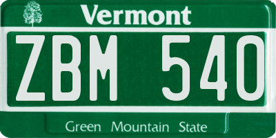 VT license plate ZBM540