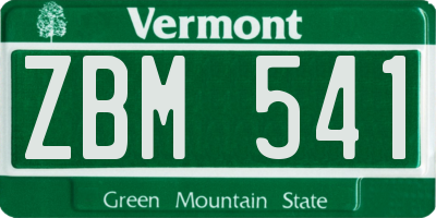 VT license plate ZBM541