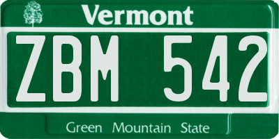 VT license plate ZBM542