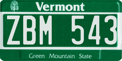 VT license plate ZBM543